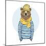 Funny Bear Dressed up in Frock-Olga_Angelloz-Mounted Art Print