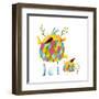 Funny Bird Family Mother and Nestling Egg Kid. Funny Bird Family Mother and Nestling. Bird Parent F-Popmarleo-Framed Art Print