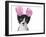 Funny Black and White Kitten Wearing Pink Easter Bunny Ears-Hannamariah-Framed Photographic Print