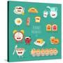 Funny Breakfast Set. Comic Characters. Vector Illustrations.-Serbinka-Stretched Canvas