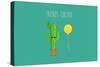 Funny Cactus with Air Balloon. Vector Illustrations. Friends Forever.-Serbinka-Stretched Canvas