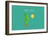 Funny Cactus with Air Balloon. Vector Illustrations. Friends Forever.-Serbinka-Framed Premium Giclee Print