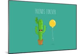 Funny Cactus with Air Balloon. Vector Illustrations. Friends Forever.-Serbinka-Mounted Premium Giclee Print