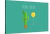 Funny Cactus with Air Balloon. Vector Illustrations. Friends Forever.-Serbinka-Stretched Canvas
