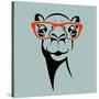 Funny Camel Wearing Glasses. Vector Illustration for T Shirt, Poster, Print Design.-TeddyandMia-Stretched Canvas