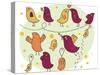 Funny Cartoon Birds-smilewithjul-Stretched Canvas