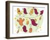 Funny Cartoon Birds-smilewithjul-Framed Art Print