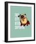 Funny Cartoon Character Pug Design for Tee. Pug Flying in the Sky. Pug Puppy Superhero. Design for-Just_Draw-Framed Art Print