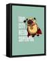 Funny Cartoon Character Pug Design for Tee. Pug Flying in the Sky. Pug Puppy Superhero. Design for-Just_Draw-Framed Stretched Canvas