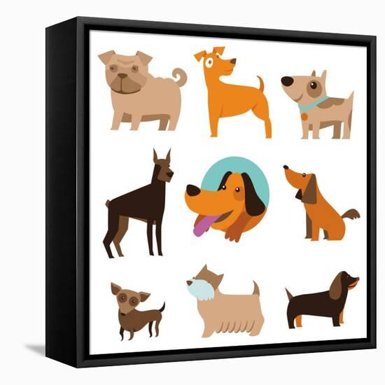 Funny Cartoon Dogs-venimo-Framed Stretched Canvas