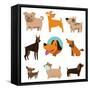 Funny Cartoon Dogs-venimo-Framed Stretched Canvas