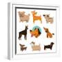 Funny Cartoon Dogs-venimo-Framed Art Print