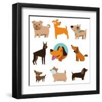 Funny Cartoon Dogs-venimo-Framed Art Print