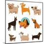 Funny Cartoon Dogs-venimo-Mounted Art Print