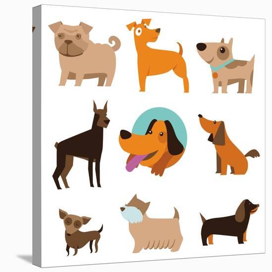 Funny Cartoon Dogs-venimo-Stretched Canvas