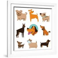 Funny Cartoon Dogs-venimo-Framed Art Print