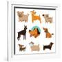 Funny Cartoon Dogs-venimo-Framed Art Print