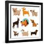 Funny Cartoon Dogs-venimo-Framed Art Print