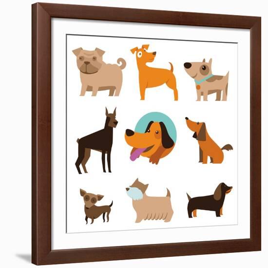 Funny Cartoon Dogs-venimo-Framed Art Print