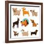 Funny Cartoon Dogs-venimo-Framed Art Print