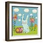 Funny Cartoon Easter Rabbit-smilewithjul-Framed Art Print