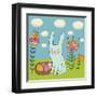 Funny Cartoon Easter Rabbit-smilewithjul-Framed Art Print