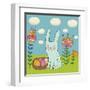 Funny Cartoon Easter Rabbit-smilewithjul-Framed Art Print