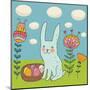 Funny Cartoon Easter Rabbit-smilewithjul-Mounted Art Print