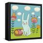 Funny Cartoon Easter Rabbit-smilewithjul-Framed Stretched Canvas