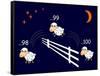 Funny Cartoon Sheep Jumping through the Fence-Amicabel-Framed Stretched Canvas