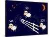 Funny Cartoon Sheep Jumping through the Fence-Amicabel-Stretched Canvas