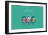 Funny Characters Cola, Ticket, Popcorn and Beer in the Cinema-Serbinka-Framed Art Print