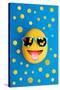 Funny Cheerful Melon with Sunglasses on a Blue Colorful-Lobro-Stretched Canvas