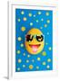 Funny Cheerful Melon with Sunglasses on a Blue Colorful-Lobro-Framed Art Print