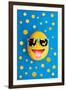 Funny Cheerful Melon with Sunglasses on a Blue Colorful-Lobro-Framed Art Print