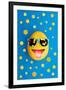 Funny Cheerful Melon with Sunglasses on a Blue Colorful-Lobro-Framed Art Print