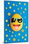 Funny Cheerful Melon with Sunglasses on a Blue Colorful-Lobro-Mounted Art Print