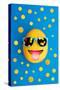 Funny Cheerful Melon with Sunglasses on a Blue Colorful-Lobro-Stretched Canvas
