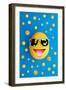 Funny Cheerful Melon with Sunglasses on a Blue Colorful-Lobro-Framed Art Print