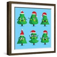 Funny Christmas Tree and Vector Christmas Tree on White Background. Cartoon Christmas Tree Icon And-studioworkstock-Framed Art Print