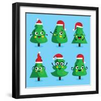 Funny Christmas Tree and Vector Christmas Tree on White Background. Cartoon Christmas Tree Icon And-studioworkstock-Framed Art Print