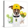 Funny Dog Brazil-Javier Brosch-Stretched Canvas