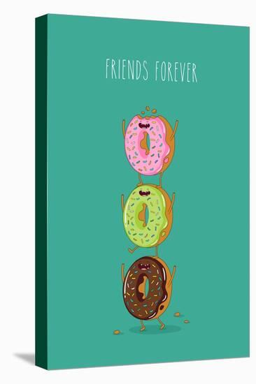 Funny Donuts. Vector Illustration. Friends Forever.-Serbinka-Stretched Canvas
