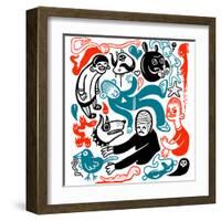 Funny Doodles-aggressor-Framed Art Print