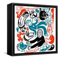 Funny Doodles-aggressor-Framed Stretched Canvas