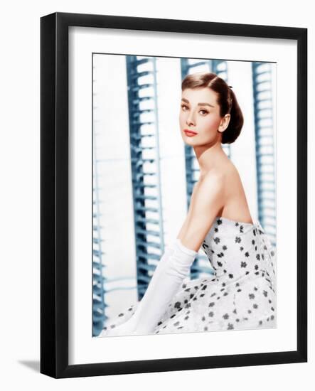 Funny Face, Audrey Hepburn, (in a Givenchy evening gown), 1957-null-Framed Photo