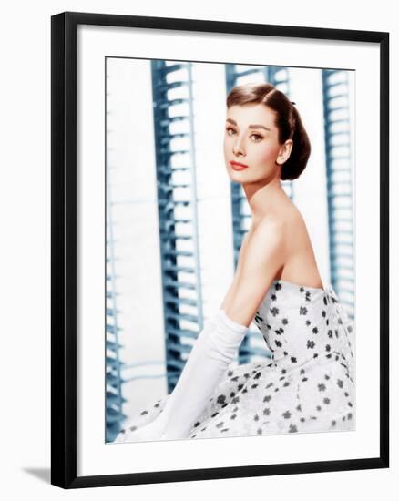 Funny Face, Audrey Hepburn, (in a Givenchy evening gown), 1957-null-Framed Photo