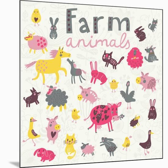 Funny Farm Animals-smilewithjul-Mounted Art Print