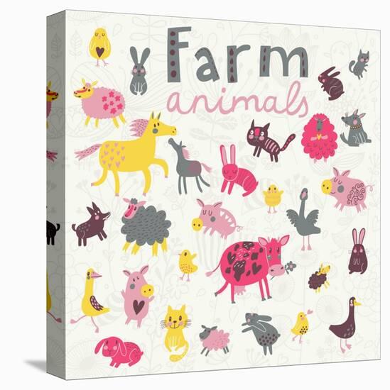 Funny Farm Animals-smilewithjul-Stretched Canvas