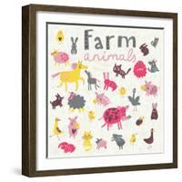 Funny Farm Animals-smilewithjul-Framed Art Print